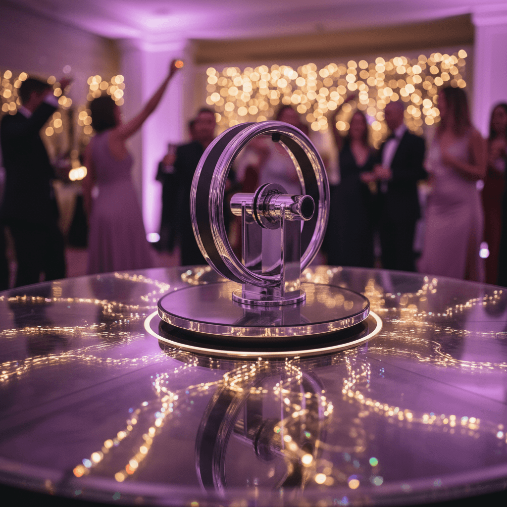 360 photo booth with magical lighting setup