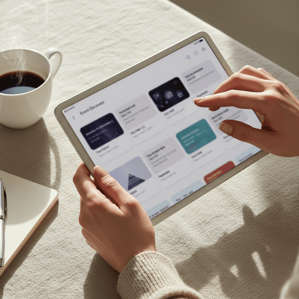 Guest using iPad photo station at corporate event